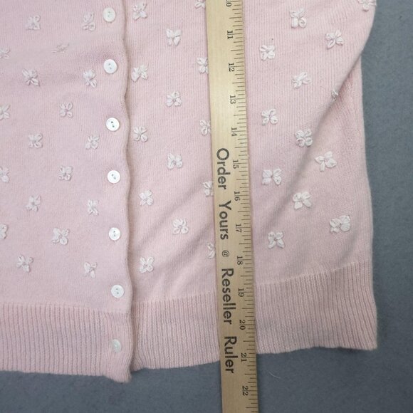 Abercrombie Cardigan Sweater Women L Actual Small Pink Angora Bow Beaded Japan - Picture 8 of 11
